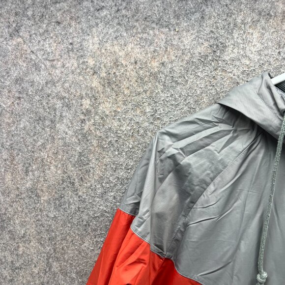 Nike Windbreaker Jacket Mens Large Gray Red Hooded Lightweight Full Zip - Picture 6 of 12